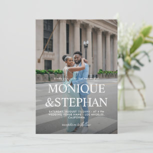 Invitación Boda Minimalista moderno de dos fotos con código Q