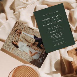 Invitación Boda Minimalista moderno de fotografía verde oscur