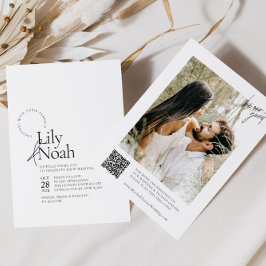 Invitación Boda minimalista moderno de fotografías en blanco