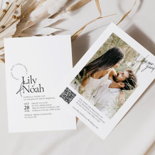 Invitación Boda minimalista moderno de fotografías en blanco