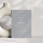 Invitación Boda minimalista moderno de guiones grises<br><div class="desc">Invitación a la boda minimalista y moderna de guion gris de la polera</div>