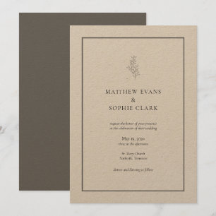 Invitación Boda minimalista moderno de hoja vegetal