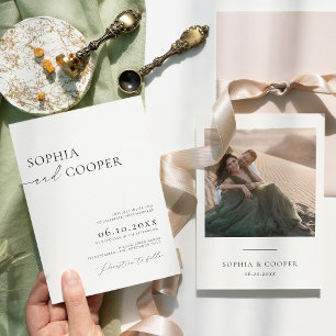 Invitación Boda Minimalista moderno de la fotografía de Boho