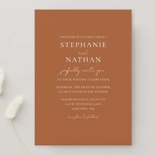 Invitación Boda Minimalista moderno de Terracota