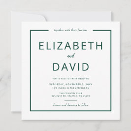 Invitación Boda Minimalista moderno elegante de color verde e