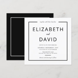 Invitación Boda Minimalista moderno elegante en blanco y negr