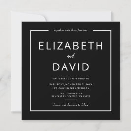 Invitación Boda Minimalista moderno elegante en blanco y negr