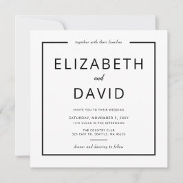 Invitación Boda Minimalista moderno elegante en blanco y negr