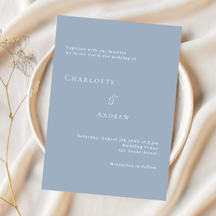 Invitación Boda minimalista moderno formal y azul turbio