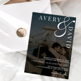 Invitación Boda minimalista moderno foto negra