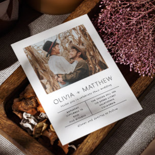 Invitación Boda Minimalista moderno   Fotografía simple elega