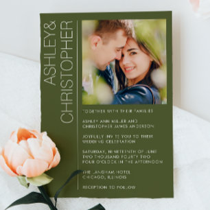 Invitación Boda Minimalista moderno Moss Green Photo