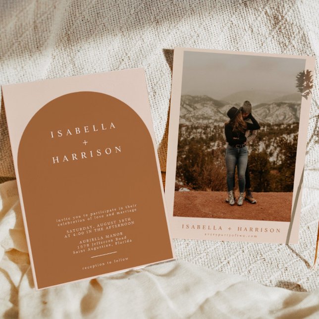 Invitación Boda Minimalista moderno Naranja quemado de MIA (Subido por el creador)