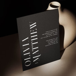 Invitación Boda minimalista moderno negro + detalles QR