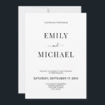 Invitación Boda Minimalista moderno negro y blanco<br><div class="desc">Invitación minimalista moderna a la boda en blanco y negro. Personaliza todo el texto y los colores en esta invitación de boda sencilla y moderna.</div>