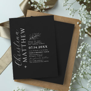 Invitación Boda Minimalista moderno negro y blanco