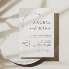 Invitación Boda Minimalista moderno negro y blanco