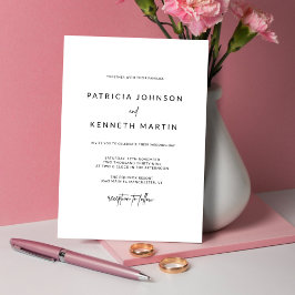 Invitación Boda Minimalista moderno negro y blanco
