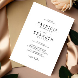 Invitación Boda Minimalista moderno negro y blanco