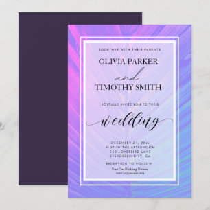 Invitación Boda minimalista moderno neón tropical de la palma