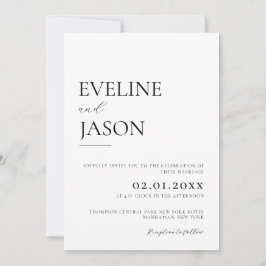 Invitación Boda Minimalista moderno simple en blanco y negro