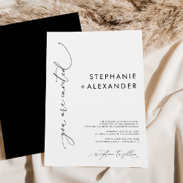 Invitación Boda Minimalista moderno simple en blanco y negro