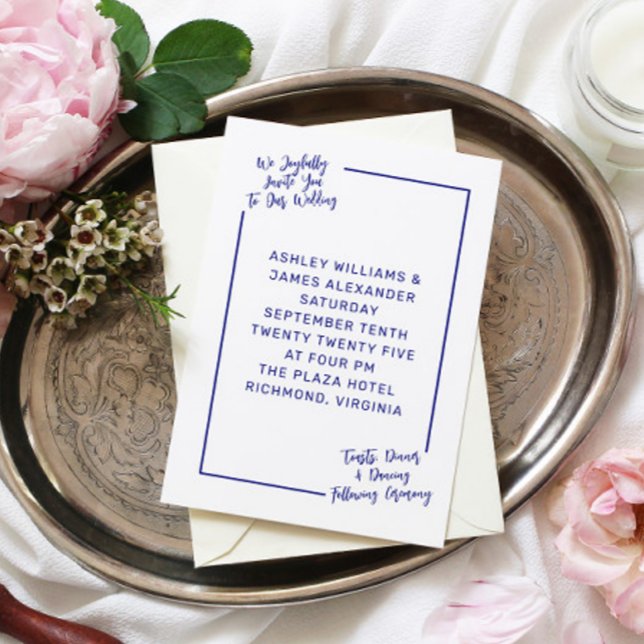 Invitación Boda Minimalista moderno simple Marina azul (Subido por el creador)