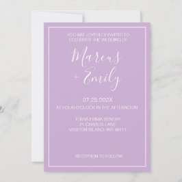 Invitación Boda Minimalista moderno suave morado y blanco