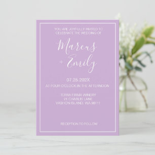 Invitación Boda Minimalista moderno suave morado y blanco