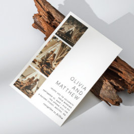 Invitación Boda minimalista moderno | Tres fotos limpias