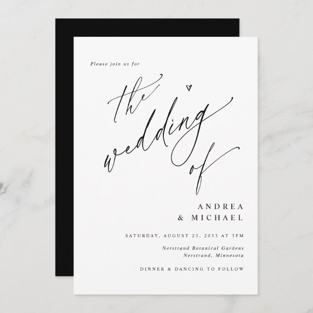 Invitación Boda Minimalista moderno y elegante (Anverso / Reverso)