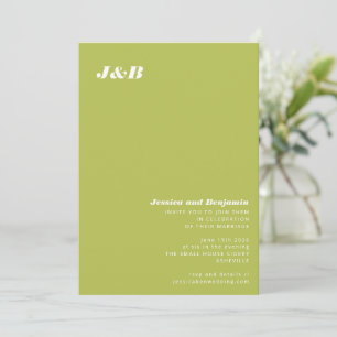 Invitación Boda Minimalista Monograma Lima Chartreuse