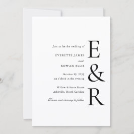 Invitación Boda Minimalista Monograma Moderno y Audaz