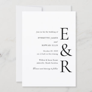Invitación Boda Minimalista Monograma Moderno y Audaz