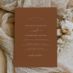 Invitación Boda Minimalista Naranja Quemada