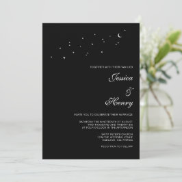 Invitación Boda Minimalista Negra Escritura Celestial Elegant