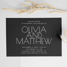 Boda Minimalista Negra Moderna | Foto y Código QR