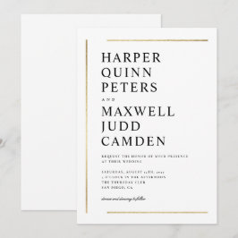 Invitación Boda minimalista negra y blanca elegante moderna