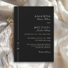 Invitación Boda minimalista negro clásico elegante