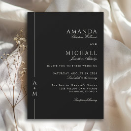Invitación Boda minimalista negro clásico elegante