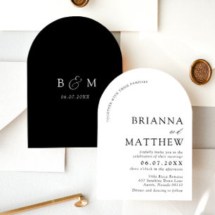 Invitación Boda Minimalista negro y blanco moderno de Arch