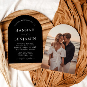 Invitación Boda Minimalista negro y blanco moderno de Arch