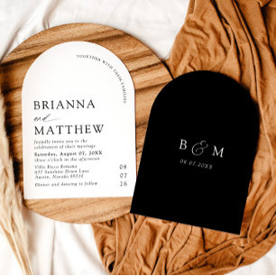 Invitación Boda Minimalista negro y blanco moderno de Arch