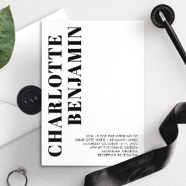 Invitación Boda Minimalista negro y blanco negrita moderno