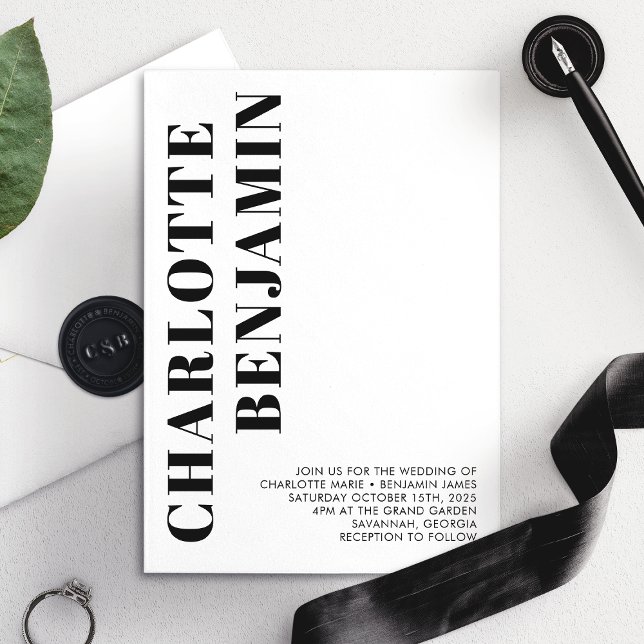 Invitación Boda Minimalista negro y blanco negrita moderno (Subido por el creador)