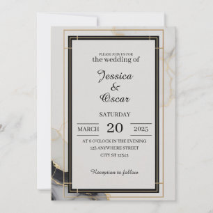 Invitación Boda minimalista negro y oro