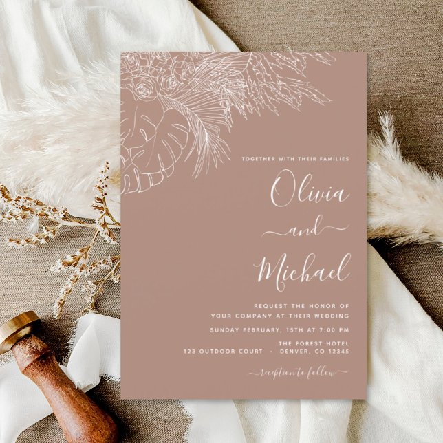 Invitación Boda Minimalista Pampas Grass Terracotta (Subido por el creador)