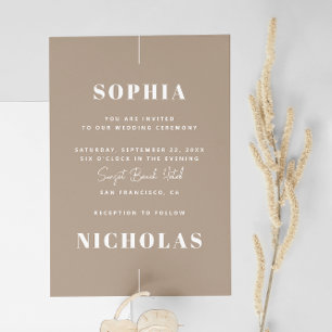 Invitación Boda Minimalista Pastel Taupe - Código de foto y Q
