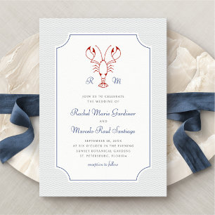 Invitación Boda Minimalista Preppy de Lobster Náutico