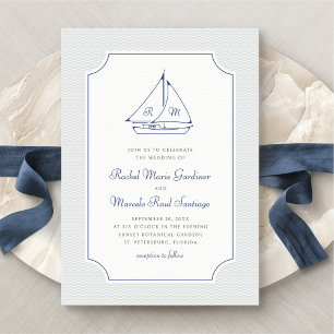 Invitación Boda Minimalista Preppy Nautical